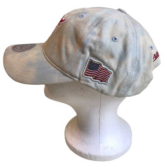 Chicago Bulls Hat Mitchell And Ness Adjustable Baseball Cap NBA Acid Wash Denim - Picture 12 of 13